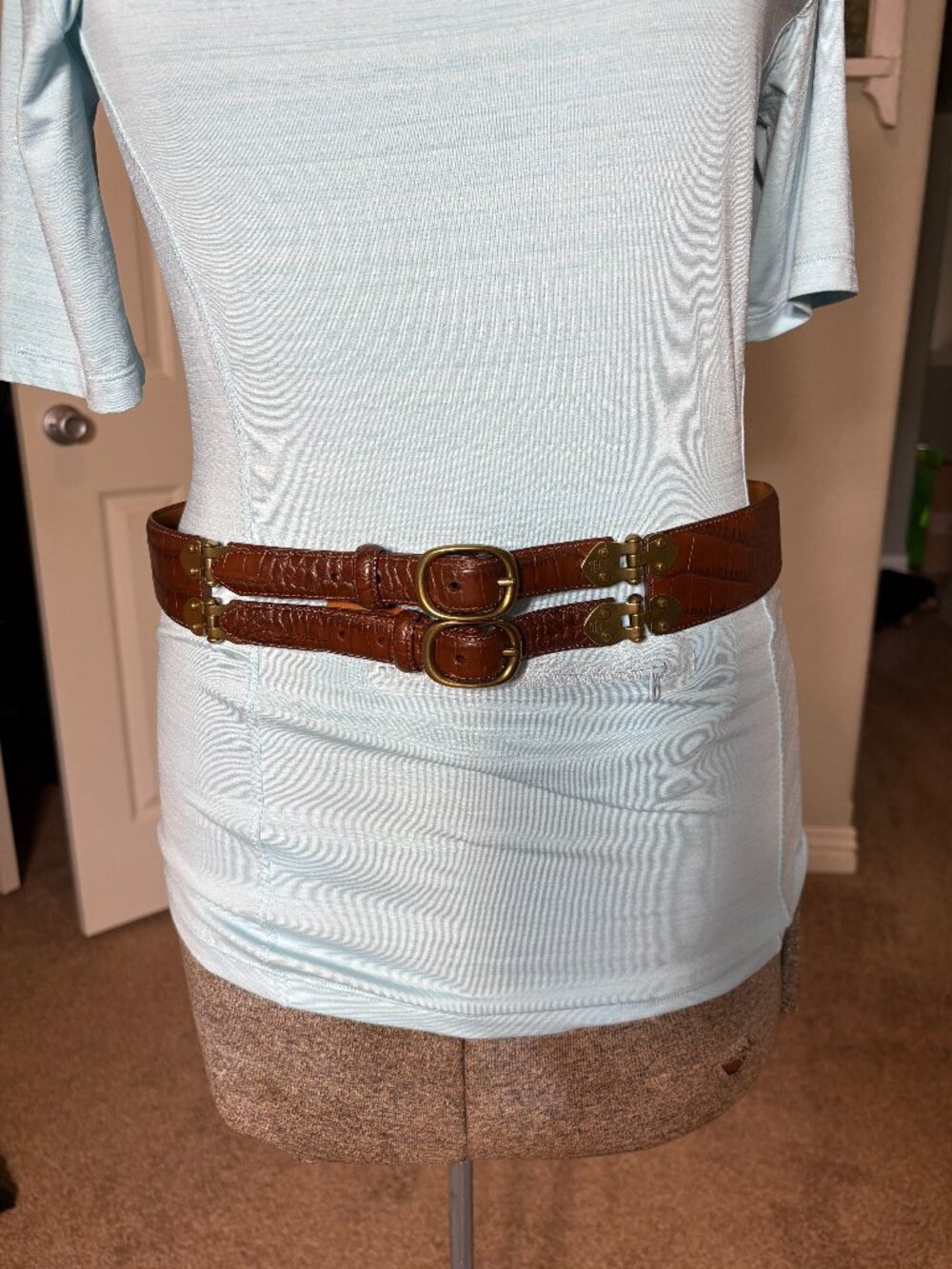 Ralph Lauren RL Italian Leather Double Brown Belt L